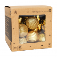 Набір куль Tarrington House орнамент золотий 30пр - Фото