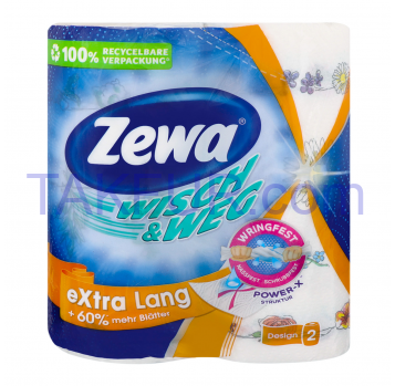 Полотенца бум Zewa Design Extra Lang Wisch&Weg кух 2сл 2шт - Фото