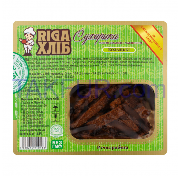 Сухари ТМ «Riga хлеб» козацкие с чесноком 100г - Фото