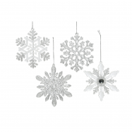 Підвіска Сніжинка срібна в асортименті 13см - Фото