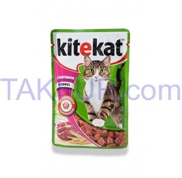 Корм Kitekat для взрослых котов телятина в соусе пауч 100г - Фото