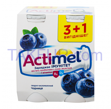 Продукт кисломолочный Actimel Черника 1.5% 4*100г/уп - Фото