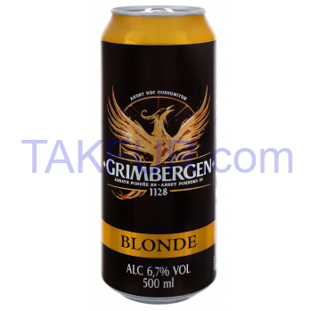 Пиво специальное Grimbergen Blonde светлое пастер 6.7% 0.5л - Фото