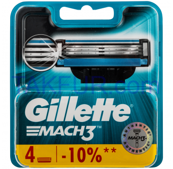 Кассеты для бритья Gillette Mach3 сменные 4шт - Фото