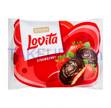 Печенье Roshen Jelly Cookies Lovita Strawberry сдобное 420г - Фото