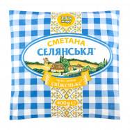 Сметана Селянська 15% 400г - Фото