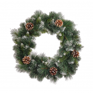 Вінок Tarrington House засніжений з шишками 45см - Фото