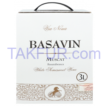 Вино Basavin Muscat белое полусладкое 11.5% 3л - Фото