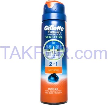 Гел для брит Gillette Fusion ProGlide 2в1 Sens Act Sp 170мл - Фото