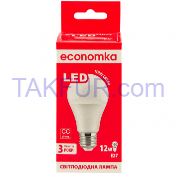 Лампа светодиодная Economka LED A60 12W E27 2800K 1шт - Фото