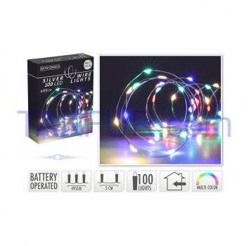 Гірлянда внутрішня 100 світлодіодних лампочок різнокольорова 505 см - Фото