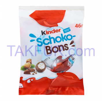 Конфеты Kinder Schoko-Bons с молочно-ореховой начинкой 46г - Фото
