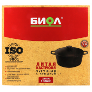 Каструля БІОЛ з кришкою чавунна лита 5л 1шт - Фото
