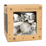 Набір куль Tarrington House орнамент срібний 30пр - Фото