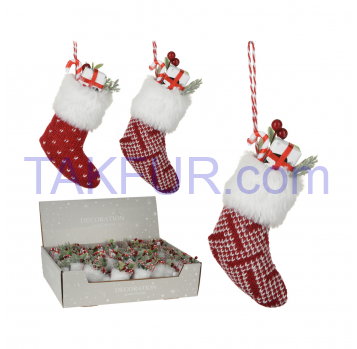 Прикраса новорічна ялинкова у формі шкарпетки - Фото
