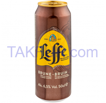 Пиво Leffe Brune темное пастеризованное 6,5% 0,5л ж/б - Фото