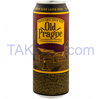 Пиво Old Prague темное солодовое фильтрованное 4,4% 0,5л ж/б - Фото