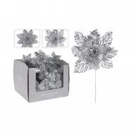 Штучна квітка на паличці срібний колір 14X1X21 см - Фото