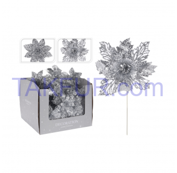 Штучна квітка на паличці срібний колір 14X1X21 см - Фото