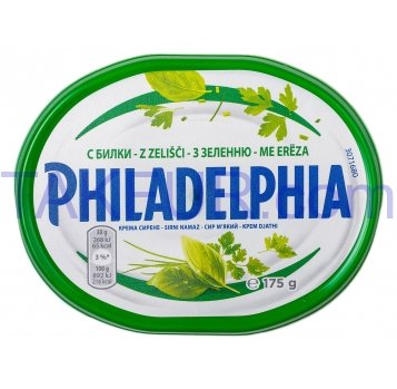 Сыр Philadelphia с зеленью мягкий 59% 175г - Фото