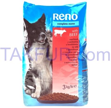Корм для взрослых собак Reno с говядиной сухой 3кг - Фото