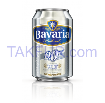 Пиво Bavaria Wheat пшеничное нефильтрованное 0% 330мл ж/б - Фото