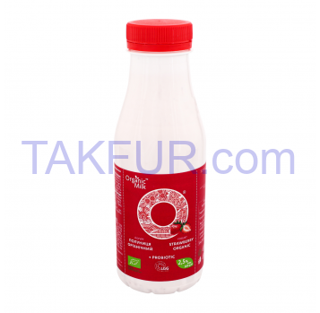 Йогурт Organic Milk Клубника питьевой органический 2.5% 300г - Фото