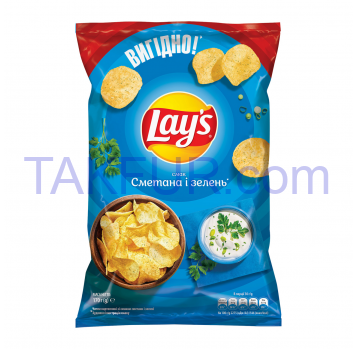 Чипсы Lay`s картофельные со вкусом сметаны и зелени 170г - Фото