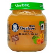 Пюре Gerber Яблоко абрикос банан для детей с 6 месяцев 130г - Фото