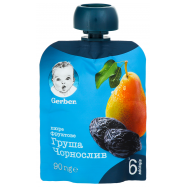 Пюре Gerber Груша и чернослив для детей с 6 месяцев 90г - Фото