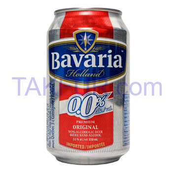 Пиво Bavaria Premium Original светлое фильтров 0% 0,33л ж/б - Фото