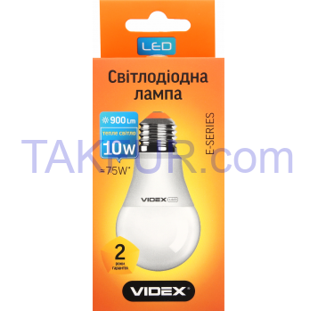 Лампа светодиодная Videx A60e 10W E27 3000K 220V 1шт - Фото