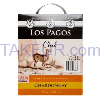 Вино Los Pagos Шардоне столовое сухое белое 13% 3л - Фото