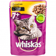 Корм Whiskas 7+ c курицей в соусе пауч 100г - Фото