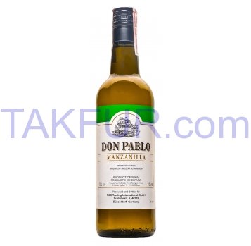 Вино Don Pablo Мансанилья крепленое крепкое белое 15% 0,75л - Фото