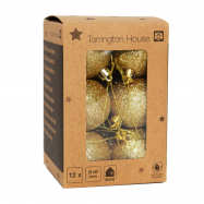 Набір куль Tarrington House глітер золотий 12 пр 50мм - Фото