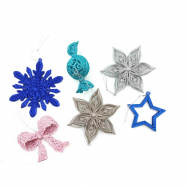 Новогоднее украшение подвес M4 глиттер пластик в ассортимент - Фото