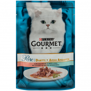 Корм Purina Gourmet Лосось и сайда мини филе для кошек 85г - Фото