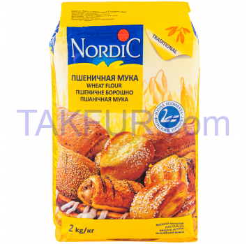 Мука Nordic пшеничная высшего качества 2кг - Фото