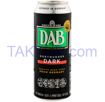 Пиво DAB темное фильтрованное пастеризованное 4,9% 0,5л - Фото