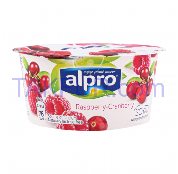 Йогурт соевый Alpro с малиной и клюквой 150г - Фото