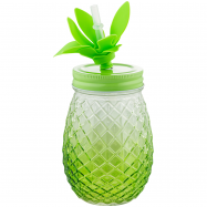 Стакан, у формі ананаса, з трубочкою для пиття, 400мл - Фото