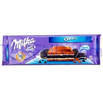 Шоколад Milka Oreo молочный с начинкой ваниль и печенье 300г - Фото