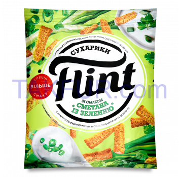 Сухарики Flint Пшенично-ржаные вкус сметаны с зеленью 70г - Фото