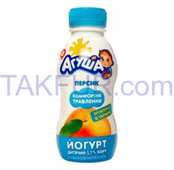Йогурт Агуша персик для детей от 8 месяцев 2,7% 200г - Фото