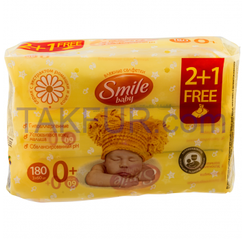 Салфетки влажн Smile Baby с экстр ромашки ультрамягкие 60шт - Фото