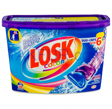 Средство для стирки Losk Color дуо-капсулы 22г*18шт 396г - Фото
