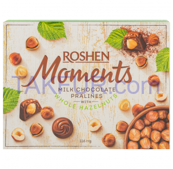 Конфеты шоколадные Roshen Moments с целым фундуком 116г - Фото
