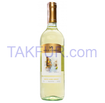 Вино Solo Corso полусладкое белое 11,5% 0,75л. - Фото