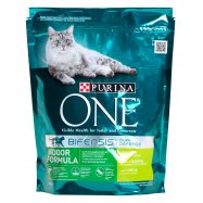 Корм для котов Purina One Indoor с индейкой и злаками 800г - Фото